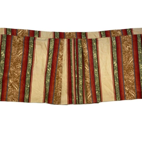 3 Custom Made Luxury Valances Window Treatments Curtains Red Green Yellow Stripe - Picture 3 of 11